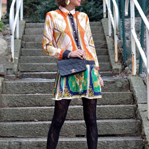 Zara Dresses & Skirts - Zara blogger favorite patchwork chain dress NWT